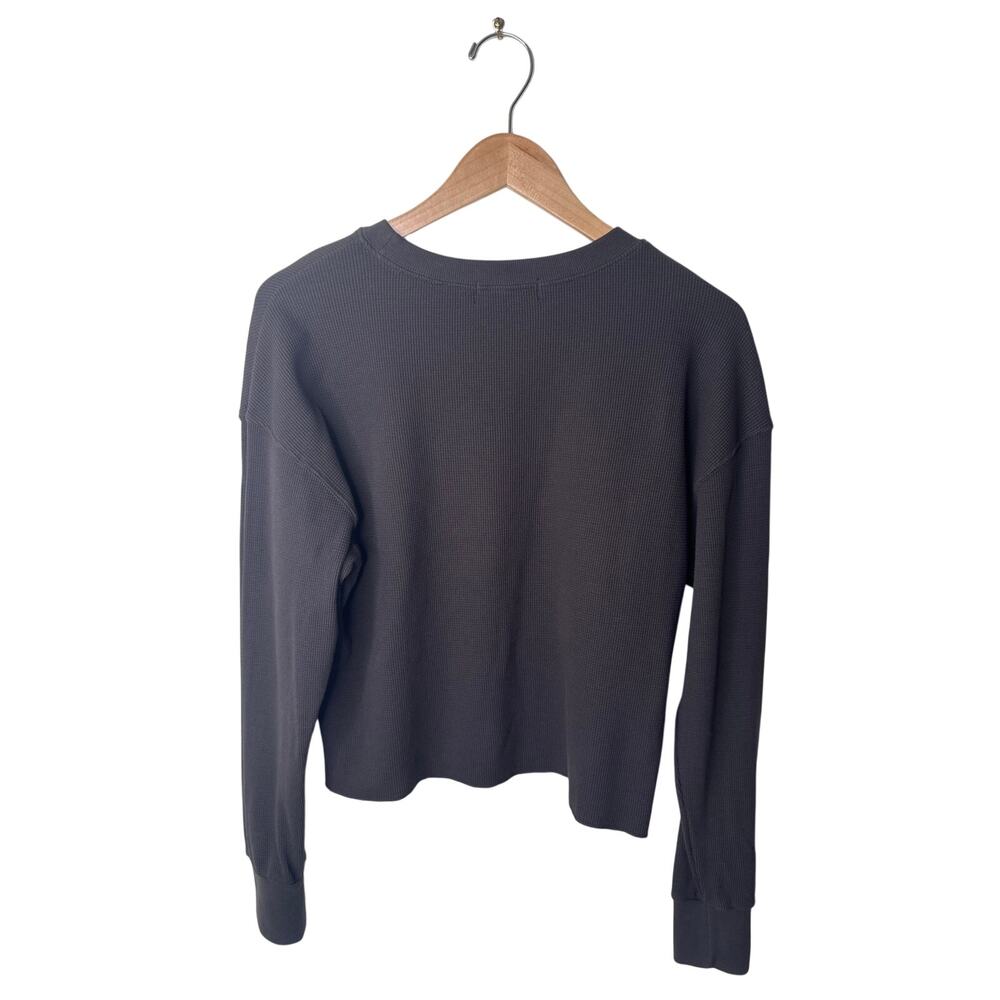 PERFECTWHITETEE Chocolate Brown Waffle Knit Crewneck Size XS 100% Cotton - Picture 2 of 5